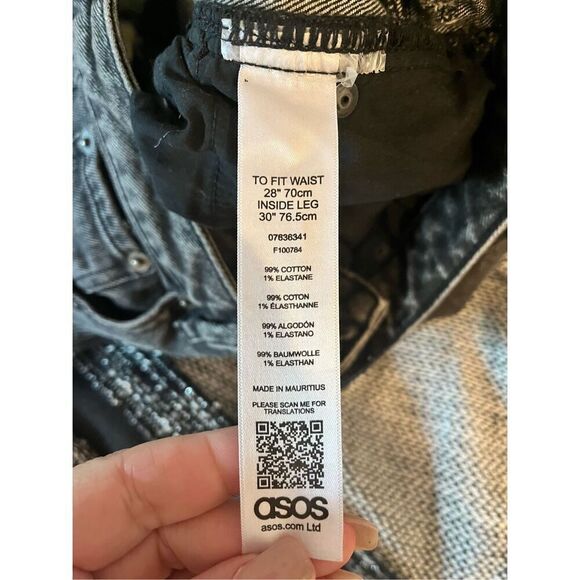 ASOS DENIM Black High Waist Tapered Leg Jeans sz 28/30 NWT - Picture 7 of 7